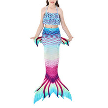 Load image into Gallery viewer, 3pc Set - Toddler/ Kids - Girls - Kids Binkini Swimsuit + Mermaid Tail - Kids 4-12 Ti Amo I love you
