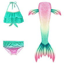 Load image into Gallery viewer, 3pc Set - Toddler/ Kids - Girls - Kids Binkini Swimsuit + Mermaid Tail - Kids 4-12 Ti Amo I love you
