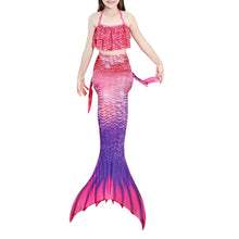 Load image into Gallery viewer, 3pc Set - Toddler/ Kids - Girls - Kids Binkini Swimsuit + Mermaid Tail - Kids 4-12 Ti Amo I love you
