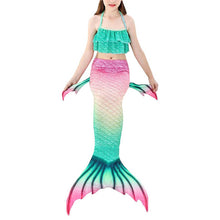 Load image into Gallery viewer, 3pc Set - Toddler/ Kids - Girls - Kids Binkini Swimsuit + Mermaid Tail - Kids 4-12 Ti Amo I love you
