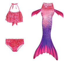 Load image into Gallery viewer, 3pc Set - Toddler/ Kids - Girls - Kids Binkini Swimsuit + Mermaid Tail - Kids 4-12 Ti Amo I love you
