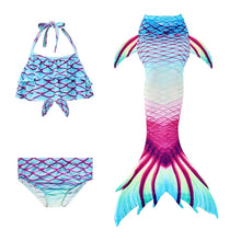 Load image into Gallery viewer, 3pc Set - Toddler/ Kids - Girls - Kids Binkini Swimsuit + Mermaid Tail - Kids 4-12 Ti Amo I love you
