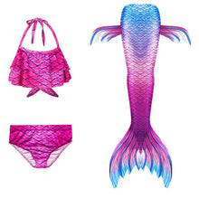 Load image into Gallery viewer, 3pc Set - Toddler/ Kids - Girls - Kids Binkini Swimsuit + Mermaid Tail - Kids 4-12 Ti Amo I love you
