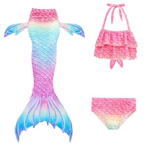 Load image into Gallery viewer, 3pc Set - Toddler/ Kids - Girls - Kids Binkini Swimsuit + Mermaid Tail - Kids 4-12 Ti Amo I love you
