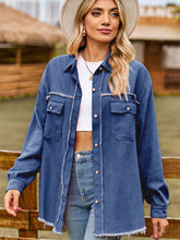 Load image into Gallery viewer, 4 Colors - Button Up Collared Neck Raw Hem Denim Top Shacket Ti Amo I love you
