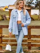 Load image into Gallery viewer, 4 Colors - Button Up Collared Neck Raw Hem Denim Top Shacket Ti Amo I love you
