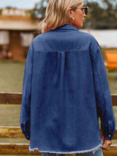 Load image into Gallery viewer, 4 Colors - Button Up Collared Neck Raw Hem Denim Top Shacket Ti Amo I love you
