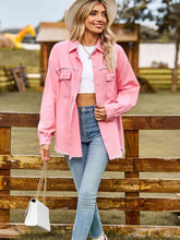 Load image into Gallery viewer, 4 Colors - Button Up Collared Neck Raw Hem Denim Top Shacket Ti Amo I love you
