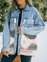 Load image into Gallery viewer, 4 Colors - Collared Neck Dropped Shoulder Denim Jacket Ti Amo I love you
