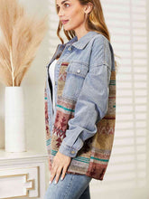 Load image into Gallery viewer, 4 Colors - Collared Neck Dropped Shoulder Denim Jacket Ti Amo I love you
