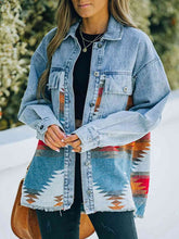 Load image into Gallery viewer, 4 Colors - Collared Neck Dropped Shoulder Denim Jacket Ti Amo I love you
