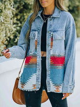 Load image into Gallery viewer, 4 Colors - Collared Neck Dropped Shoulder Denim Jacket Ti Amo I love you
