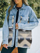 Load image into Gallery viewer, 4 Colors - Collared Neck Dropped Shoulder Denim Jacket Ti Amo I love you
