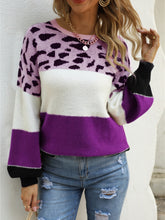 Load image into Gallery viewer, 4 Colors - Color Block Round Neck Sweater - Sizes S-XL Ti Amo I love you
