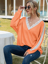 Load image into Gallery viewer, 4 Colors - Contrast Spliced Lace V-Neck Top Ti Amo I love you
