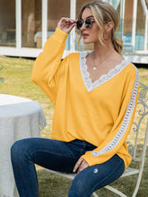 Load image into Gallery viewer, 4 Colors - Contrast Spliced Lace V-Neck Top Ti Amo I love you
