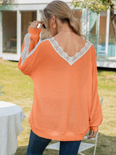 Load image into Gallery viewer, 4 Colors - Contrast Spliced Lace V-Neck Top Ti Amo I love you
