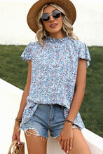 Load image into Gallery viewer, 4 Colors - Ditsy Floral Mock Neck Short Sleeve Top Ti Amo I love you
