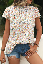 Load image into Gallery viewer, 4 Colors - Ditsy Floral Mock Neck Short Sleeve Top Ti Amo I love you
