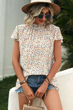 Load image into Gallery viewer, 4 Colors - Ditsy Floral Mock Neck Short Sleeve Top Ti Amo I love you
