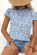 Load image into Gallery viewer, 4 Colors - Ditsy Floral Mock Neck Short Sleeve Top Ti Amo I love you
