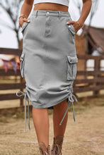 Load image into Gallery viewer, 4 Colors - Drawstring Denim Cargo Skirt Ti Amo I love you
