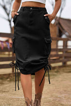 Load image into Gallery viewer, 4 Colors - Drawstring Denim Cargo Skirt Ti Amo I love you
