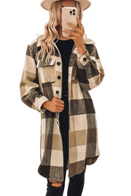 Load image into Gallery viewer, 4 Colors - Khaki Plaid Button-Down Flap Pocket Long Shacket Ti Amo I love you
