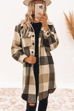 Load image into Gallery viewer, 4 Colors - Khaki Plaid Button-Down Flap Pocket Long Shacket Ti Amo I love you
