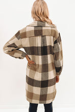 Load image into Gallery viewer, 4 Colors - Khaki Plaid Button-Down Flap Pocket Long Shacket Ti Amo I love you
