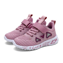 Load image into Gallery viewer, 4 Colors - Kids - Girls - Heart Sneakers - I love you -  Casual Light Mesh Sneakers - Cute Sport Cartoon Running Shoes - 9.5 -13.5 Toddler &amp; Kids 1-6.5 Ti Amo I love you
