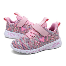 Load image into Gallery viewer, 4 Colors - Kids - Girls - Heart Sneakers - I love you -  Casual Light Mesh Sneakers - Cute Sport Cartoon Running Shoes - 9.5 -13.5 Toddler &amp; Kids 1-6.5 Ti Amo I love you
