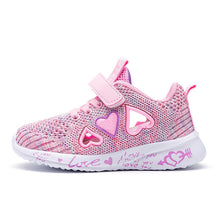 Load image into Gallery viewer, 4 Colors - Kids - Girls - Heart Sneakers - I love you -  Casual Light Mesh Sneakers - Cute Sport Cartoon Running Shoes - 9.5 -13.5 Toddler &amp; Kids 1-6.5 Ti Amo I love you
