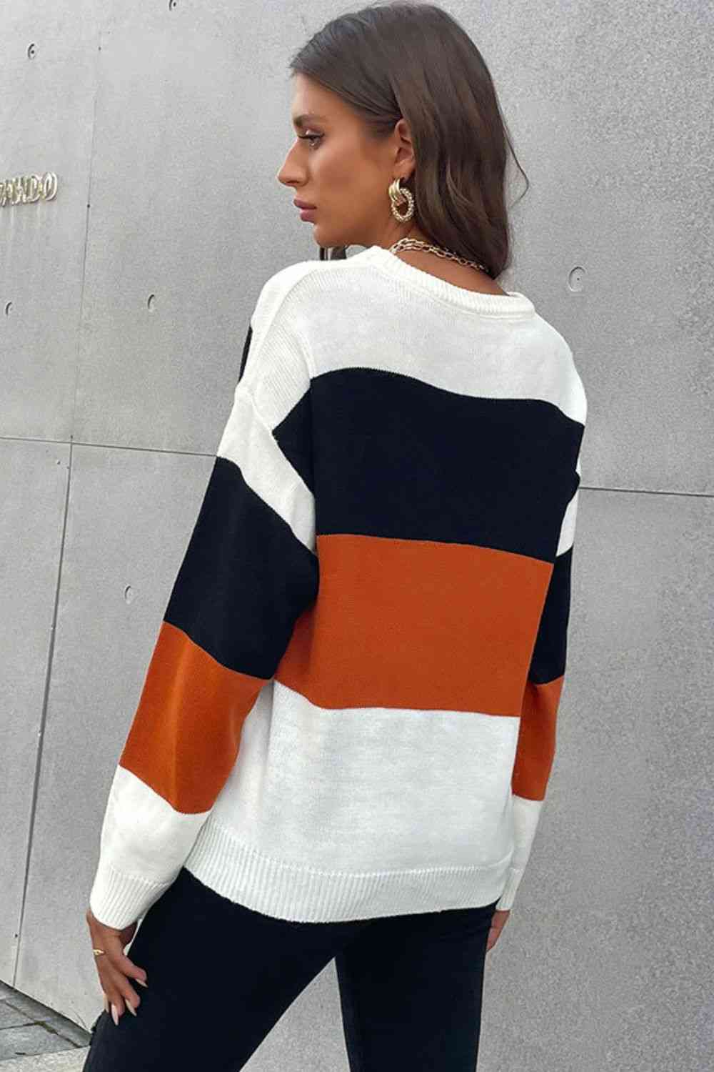 4 Colors - Longing For Fall Color Block Sweater - Sizes S-L Ti Amo I love you