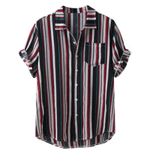 Load image into Gallery viewer, 4 Colors - Mens - Hawaiian Casual Striped Shirt - Sizes M-5XL Ti Amo I love you
