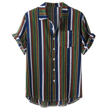 Load image into Gallery viewer, 4 Colors - Mens - Hawaiian Casual Striped Shirt - Sizes M-5XL Ti Amo I love you
