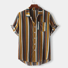 Load image into Gallery viewer, 4 Colors - Mens - Hawaiian Casual Striped Shirt - Sizes M-5XL Ti Amo I love you
