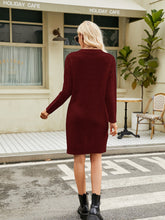 Load image into Gallery viewer, 4 Colors - Notched Neck Cable-Knit Slit Sweater Dress - Sizes S-2XL Ti Amo I love you
