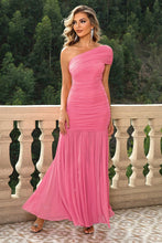 Load image into Gallery viewer, 4 Colors - One-Shoulder Ruched Maxi Dress Ti Amo I love you
