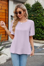 Load image into Gallery viewer, 4 Colors - Pleated Flutter Sleeve Round Neck Blouse Ti Amo I love you
