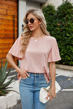 Load image into Gallery viewer, 4 Colors - Pleated Flutter Sleeve Round Neck Blouse Ti Amo I love you
