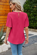 Load image into Gallery viewer, 4 Colors - Pleated Flutter Sleeve Round Neck Blouse Ti Amo I love you
