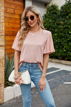 Load image into Gallery viewer, 4 Colors - Pleated Flutter Sleeve Round Neck Blouse Ti Amo I love you
