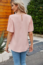 Load image into Gallery viewer, 4 Colors - Pleated Flutter Sleeve Round Neck Blouse Ti Amo I love you
