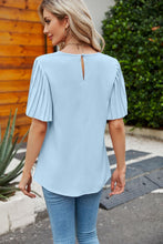 Load image into Gallery viewer, 4 Colors - Pleated Flutter Sleeve Round Neck Blouse Ti Amo I love you
