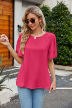 Load image into Gallery viewer, 4 Colors - Pleated Flutter Sleeve Round Neck Blouse Ti Amo I love you
