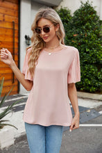 Load image into Gallery viewer, 4 Colors - Pleated Flutter Sleeve Round Neck Blouse Ti Amo I love you
