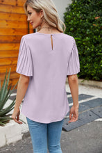 Load image into Gallery viewer, 4 Colors - Pleated Flutter Sleeve Round Neck Blouse Ti Amo I love you
