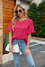 Load image into Gallery viewer, 4 Colors - Pleated Flutter Sleeve Round Neck Blouse Ti Amo I love you
