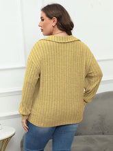 Load image into Gallery viewer, 4 Colors - Plus Size Ribbed Collared Neck Long Sleeve Blouse - Sizes L-4XL Ti Amo I love you
